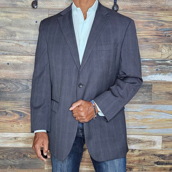 Austin Reed Signature 100% Wool Gray Double Vented Blazer Sport Jacket 44R